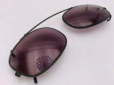 Vintage Black Metal Oval Clip on Sunglasses Frames