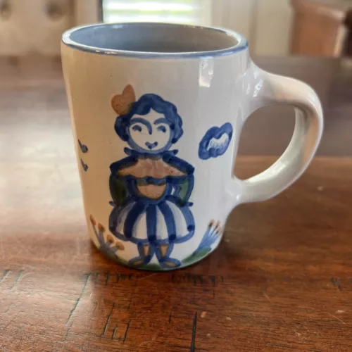 Vintage 1970’s MA Hadley Pottery Farmers Wife Coffee Mug Rare Signed NICE HTF