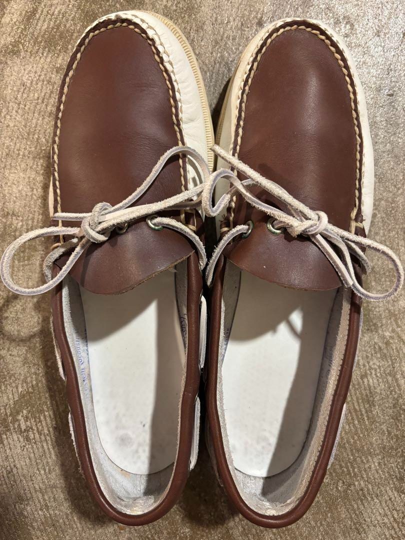 靴 90s RUSSELL MOCCASIN Rare Russell Moccasin Deck Shoes White Brown US 9 | eBay