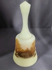 Fenton Art Glass Hand Painted Log Cabin On Custard Satin Bell