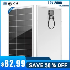 12V 200W Watt Mono Solar Panel Battery Charging PV RV Home Boat Off-Grid Power