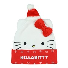Hello Kitty Beanie Santa Kitty Embroidered Design with 3D Bow Knit Winter Hat