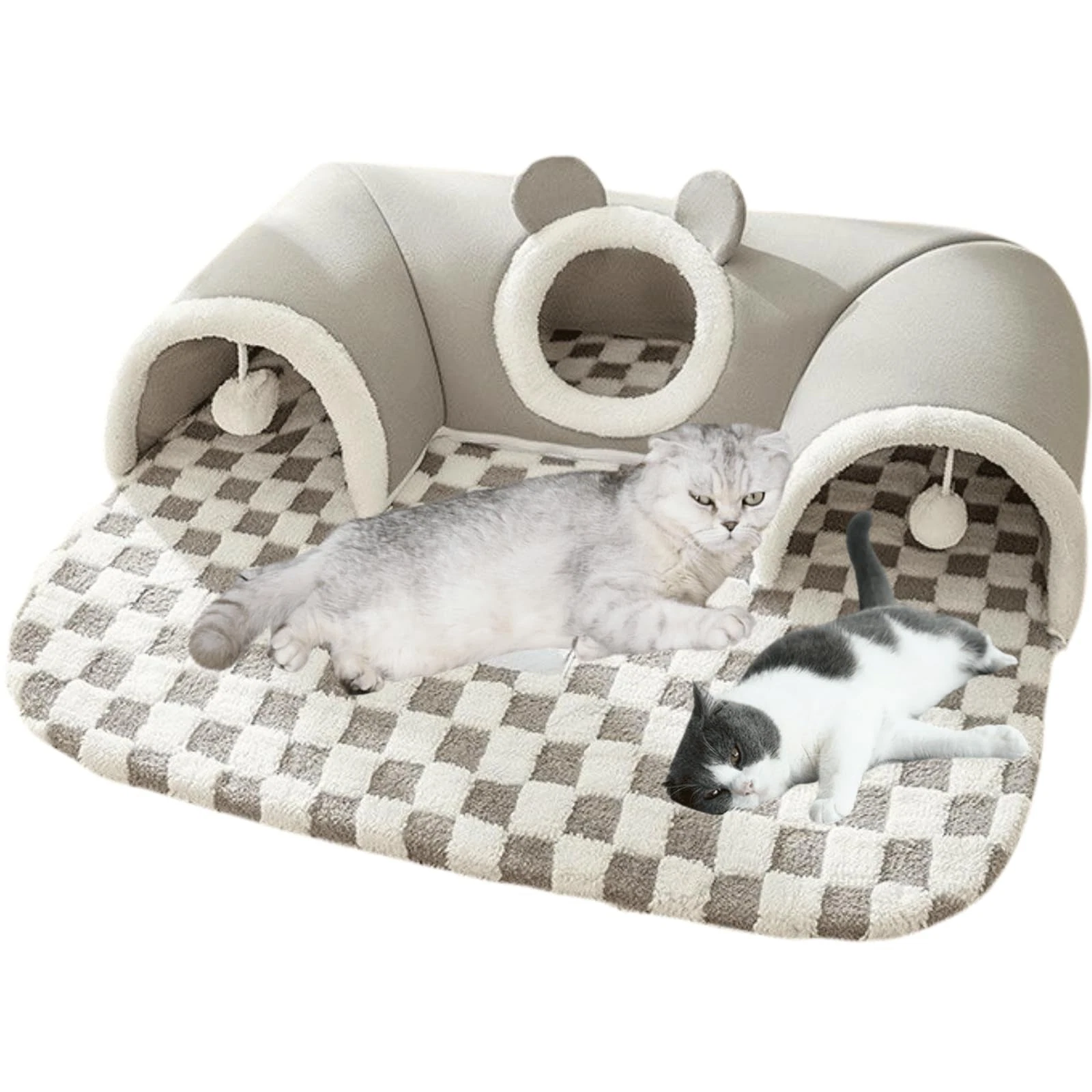Cat Tunnel Bed Indoor,Cat Peekaboo Cave Bed for Multiple Pets,Kitty Tube with...