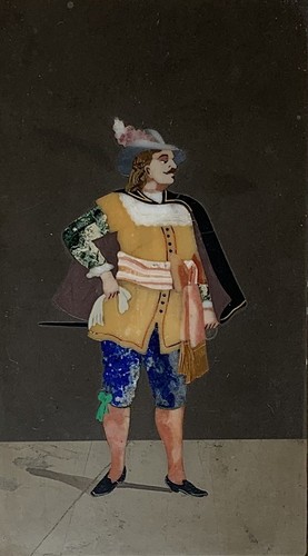 Antique ITALIAN Stone PIETRA DURA MUSKETEER FRAMED PLAQUE 19th Century - Picture 2 of 4