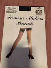 Vintage Famous Makers brands Thi-High Light Support Lace Top Stockings, NIP