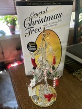 LS Arts Christmas / Blown Venezia Art Glass Christmas Tree & Ornaments In Box