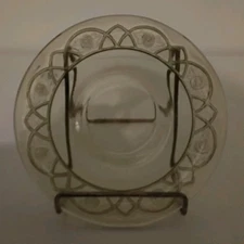 Vintage Federal Glass Saucer Plate 6" Floral Design Yellow