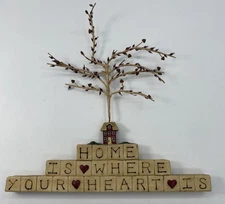 Blossom Bucket Suzi Skoglund Tree w/Block Figurine Home Is Where Your Heart Is