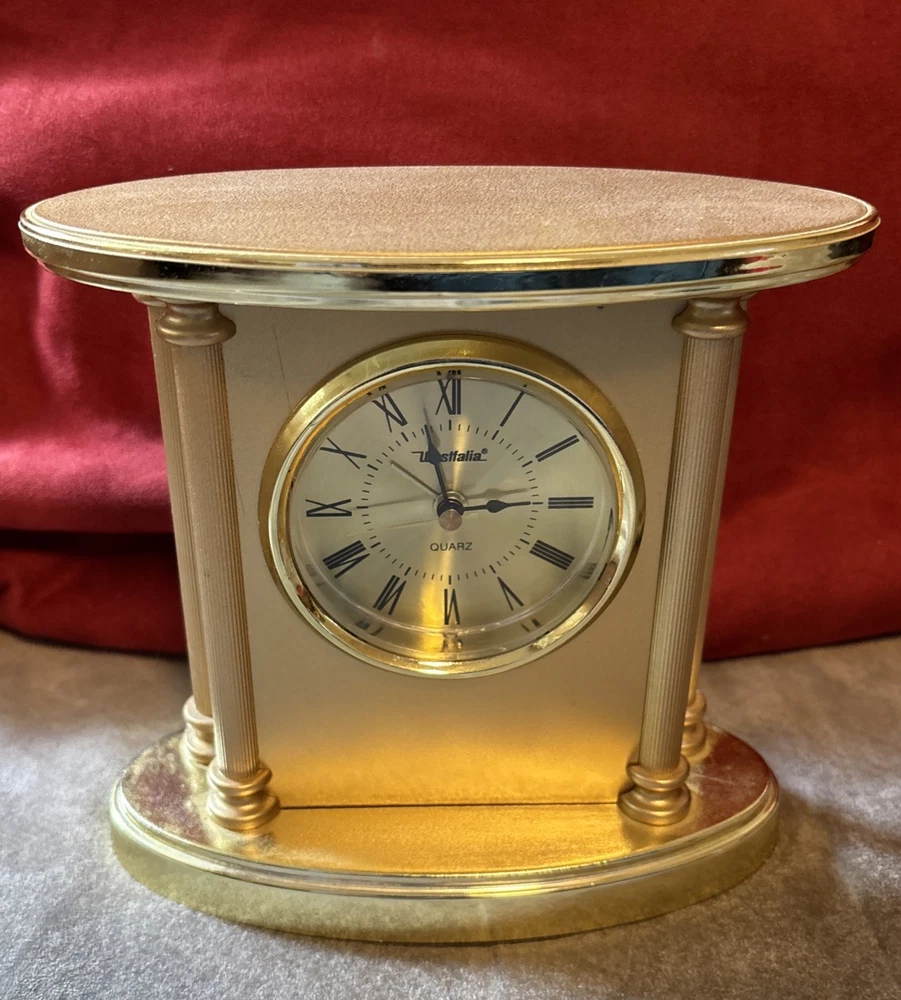 Westfalia Tischuhr Modell HB 565 Quarz goldfarben Deko Werbegeschenk