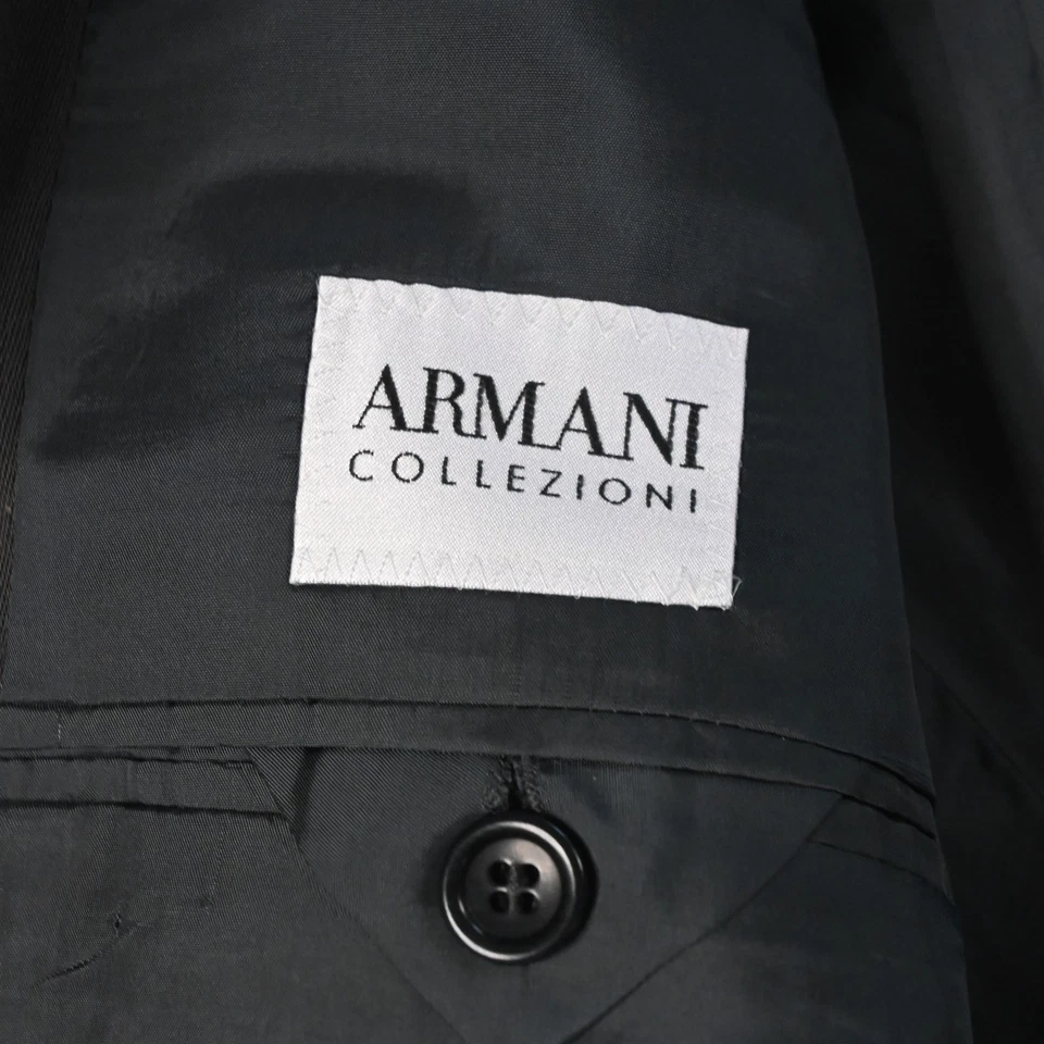 Vtg Armani Collezioni 42R 36x34 Green Gray 100% Wool Mens Jacket Pants Suit - Image 4 of 4