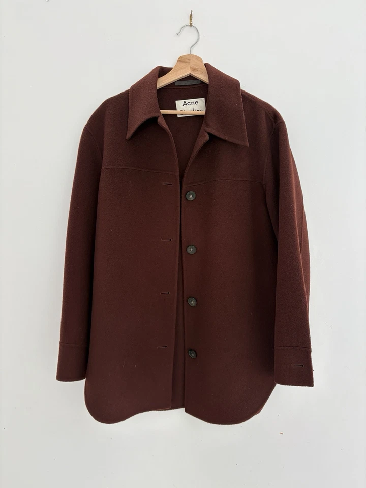 ACNE STUDIOS Wool Shirt Jacket In Maroon Red | Retail $1050 | Sz 36 - Image 2 of 4