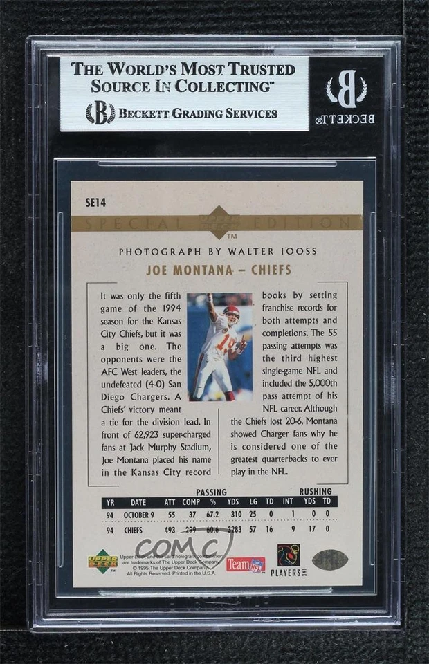 1995 Upper Deck Special Edition Gold Joe Montana #SE14 BGS 8.5 HOF - Image 2 of 2