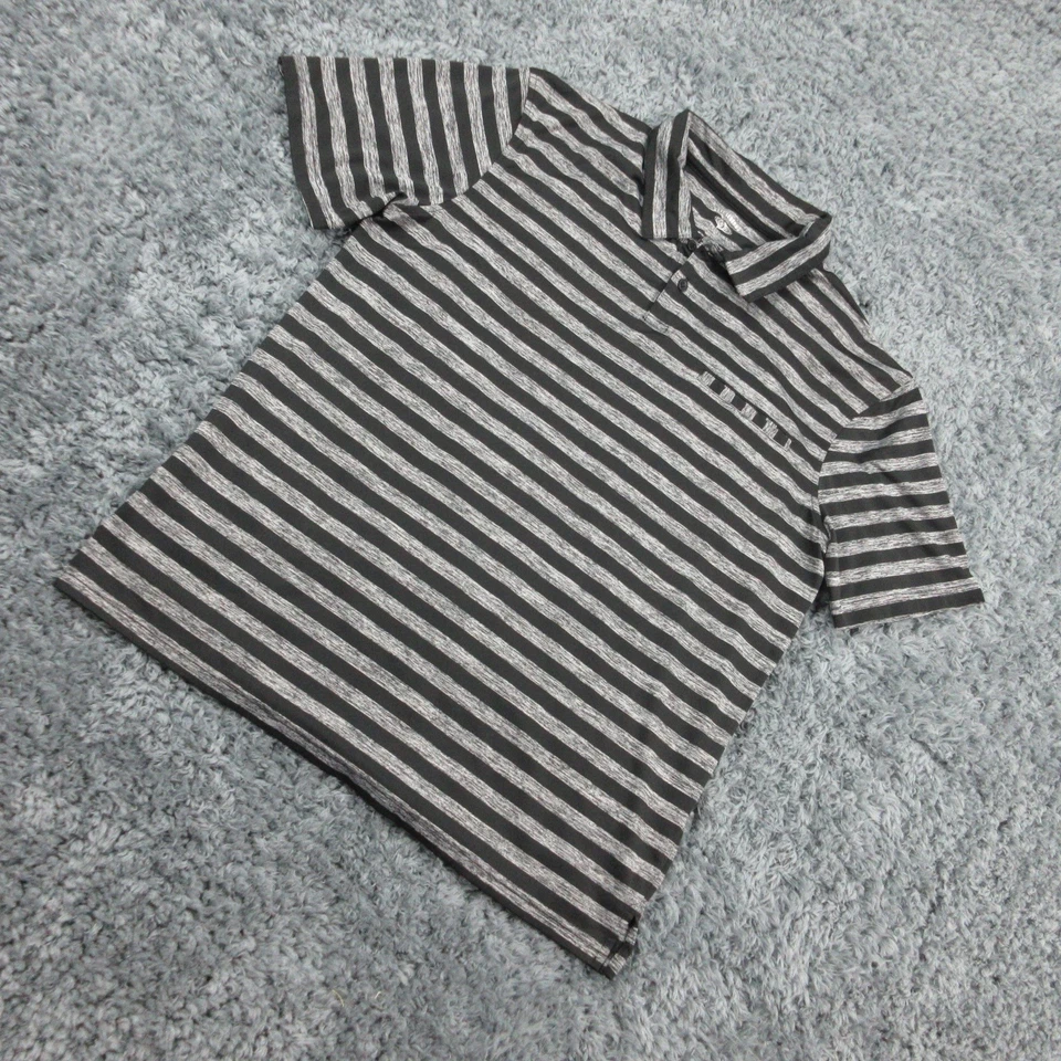 Camisa Polo Reel Legends Para Hombre Mediana Negra Gris Rayas Freeline Pesca Exterior Foto 2 de 4