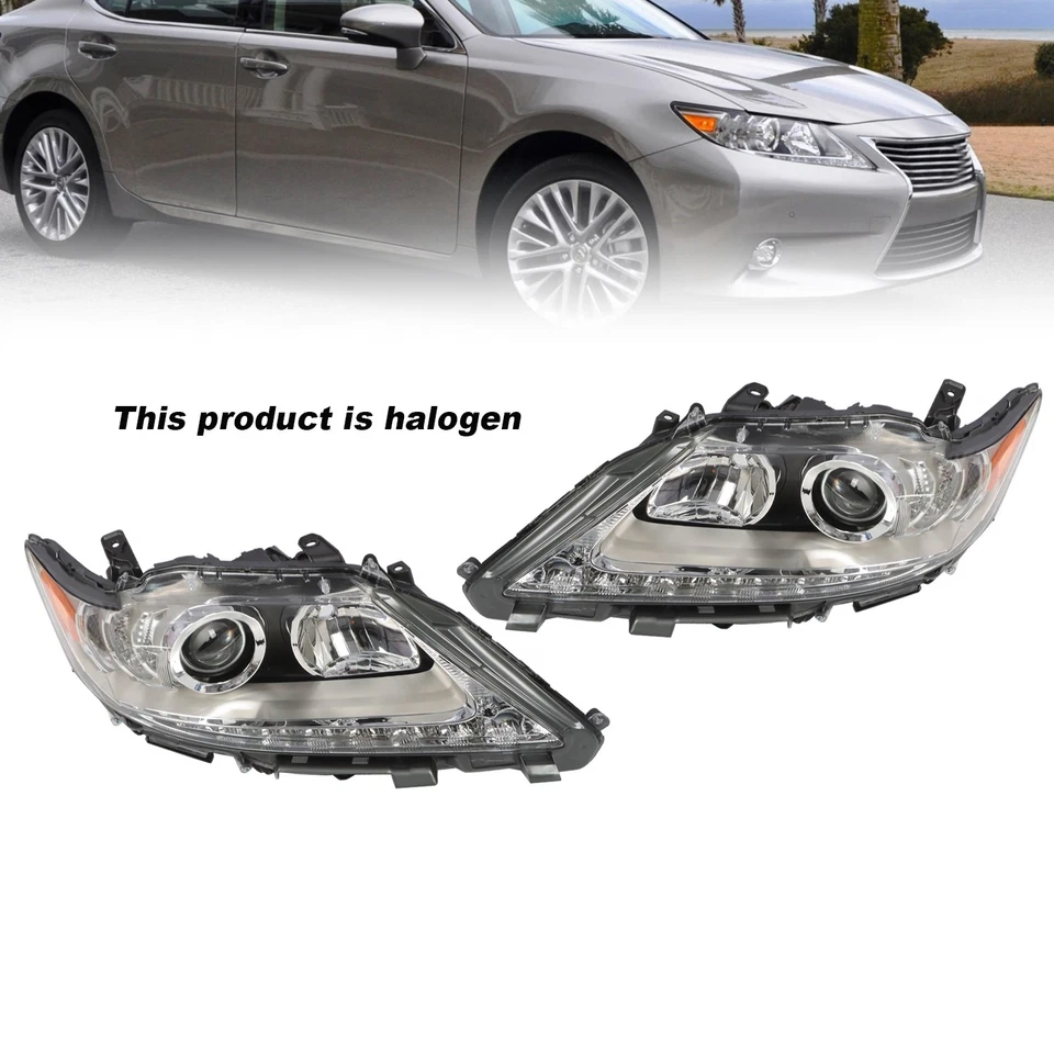 Pair Headlights For 2013 2014 2015 Lexus ES300h ES350 LH+RH Halogen Headlamps - Image 4 of 4