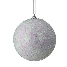 Northlight 4.5" Iridescent White Pink and Green Bristled Christmas Ball Ornament