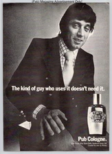 Pub Cologne Revlon Men Joe Namath Promo Vintage 1972 Advertisement