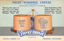 DENMARK, WI ~ STEVE'S CHEESE COMPANY LINEN ADVERTISING PC ~ c 1903-06