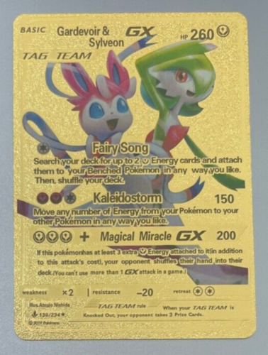 Pokemon Gardevoir & Sylveon GX 260HP Black Foil Fan Art Card 120/234