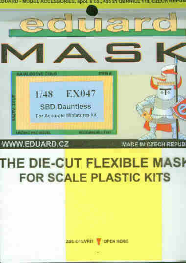 Eduard 1/48 SBD Dauntless Mask suitable for Accurate Miniatures EX047 Eduard 1/48 SBD Dauntless Mask suitable for Accurate Miniatures EX047