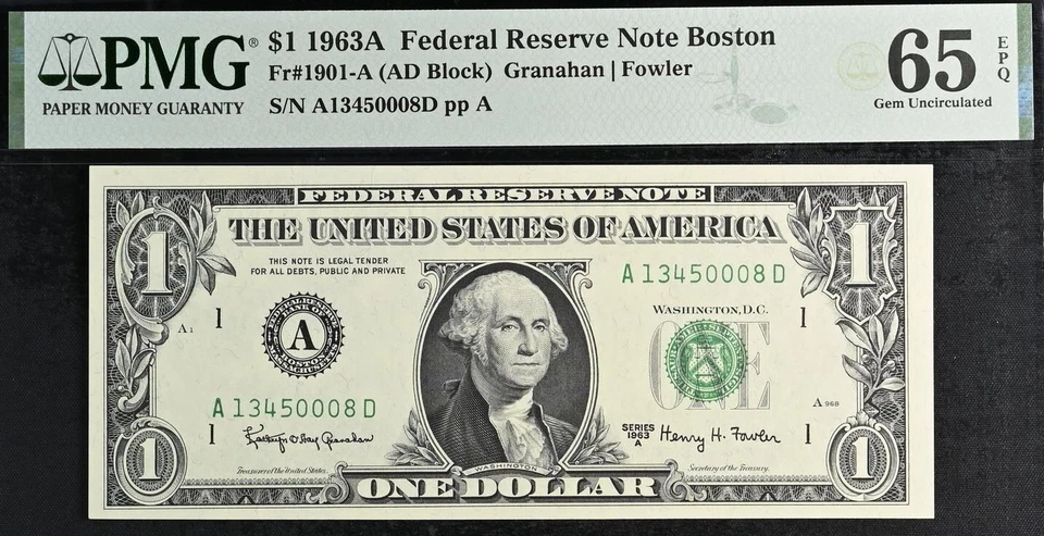 1963A $1 Federal Reserve Note PMG 68EPQ PMG graded district set complete 12 note - Image 2 of 4