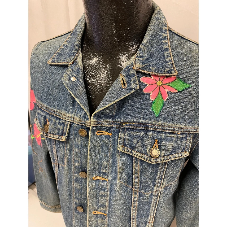 复古 80 年代 Cosmic Kawaii FAIRY KEI 蓝色 Jean Painted SPANK Cosplay 动漫夹克 — 第 3/4 张图片