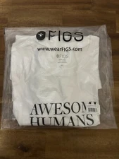 Figs Womens Top Awesome Humans Size XS White Long sleeve Adult NEW