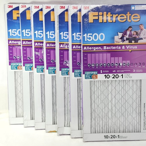 Filtrete 1500 Air Filter Pleated 10x20x1 MERV 12 Allergen Bacteria Virus Lot of