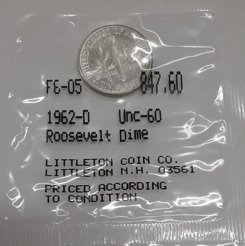 1962-D Roosevelt Dime - UNC Condition in Littleton Packaging