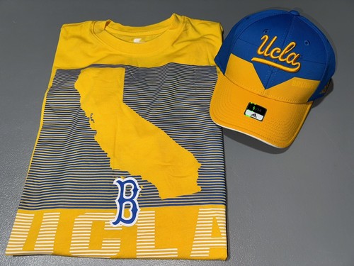 Combo Lot of 2 Men’s UCLA Bruins Yellow S/S Graphic Tee M & Fitted Hat S/M NWT