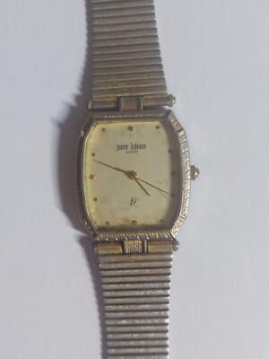 Vintage Pierre Bureaux Quartz Gold Silver Tone Wrist Watch Rectangle Japan AS IS