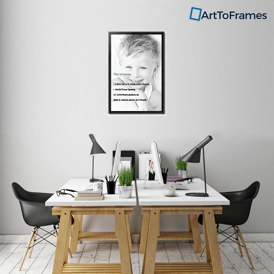 Marco de póster ArtToFrames personalizado negro grabado madera de 1,5" de ancho Foto 4 de 4