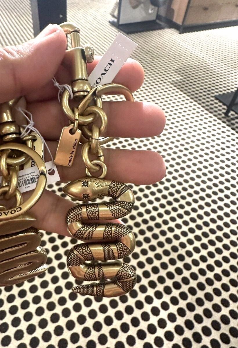 NWT COACH BRASS SNAKE BAG CHARM / KEYRING / FOB CZ212 RARE! | eBay