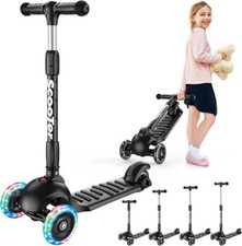 Banne Scooter Height Adjustable Lean to Steer Flashing PU Wheels 3 Wheel Kick 