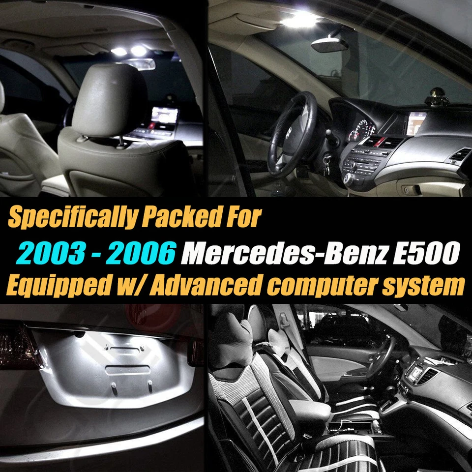 Kit de luces LED interiores blancas sin errores de 12 piezas para Mercedes-Benz E500 2003-2006  Foto 2 de 4
