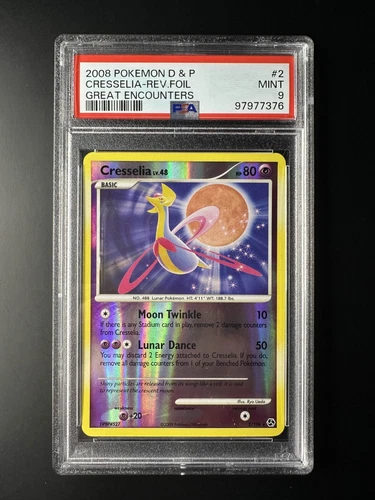 2008 Pokemon D & P Great Encounters #2 Cresselia 2/106 Reverse Foil PSA 9 MINT