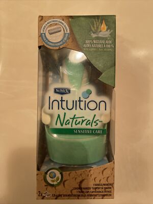 NEW IN BOX Schick Intuition Naturals Sensitive Care Razor + 2 Cartridges + Cap