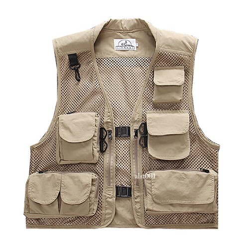 Lady Men Mesh Utility Vest Jacket Waistcoat Fishing Gilet Multi Pockets Workwear - Picture 16 of 29