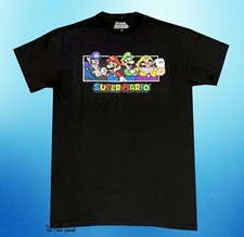 New Nintendo Men's Cast Super Mario Bros Black Vintage Classic T-Shirt