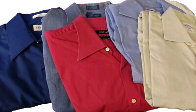 mens dress shirt 16.5 x 36 G-style USA Men's Regular Fit Long Sleeve Solid Color Dress Shirts - White - Large - 16-16.5