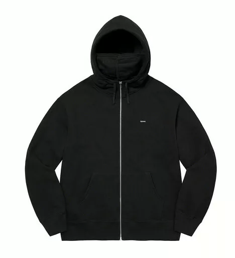 Supreme Small Box Facemask Zip Up Hooded Sweatshirt black with sticker