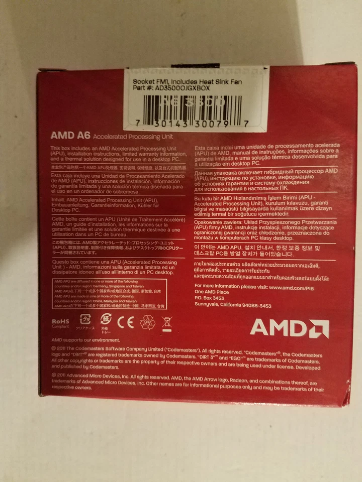 AMD A6-Series A6-3500 3 Core 2.1 GHz Socket FM1 CPU AD3500OJZ33GXBOX - Image 3 of 4