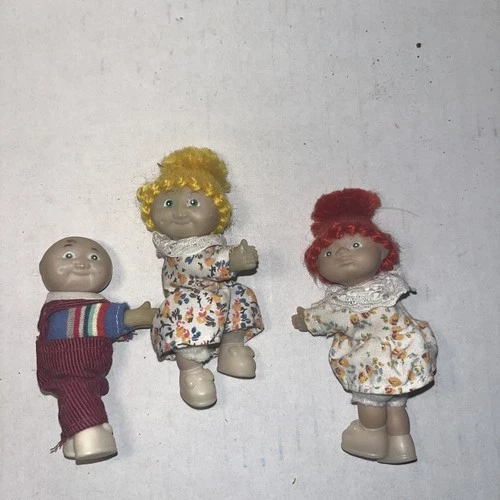 Vtg Cabbage Patch Kids Mini Clip On Hugger Doll Lot of 3 Dolls 1980s Boy + Girls