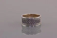 Sterling Silver 8mm Looped Cable Trimmed Cuff Bali Band Ring 925 Sz: 7