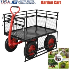 Garden Cart 1400Lbs Heavy Duty Utility Wagon 2-in-1 Handle 16 in Tire Farm Yard