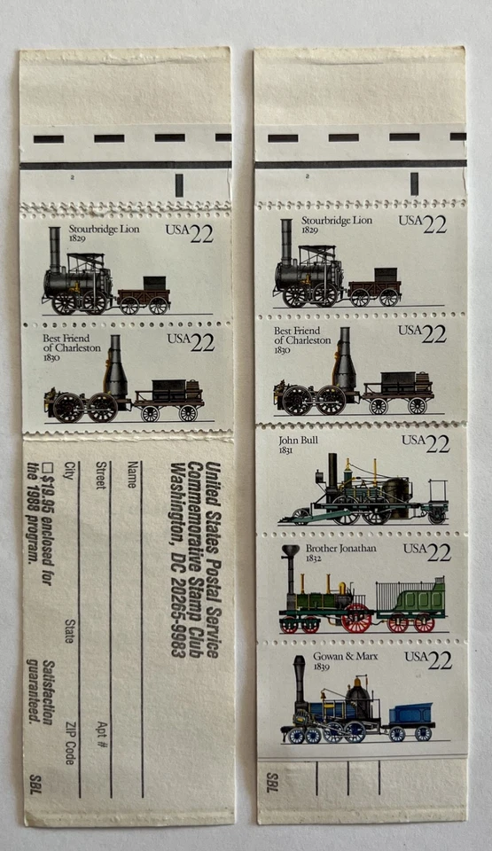 Lot of 2 1987 Partially Full USA Stamp Booklets Steam Locomotives #2366a #BK163 - Image 2 of 2