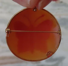 VIDEO 14K ANTIQUE RARE HAND CARVED BUTTERFLY CAMEO VICTORIAN HUGE BROOCH PENDANT