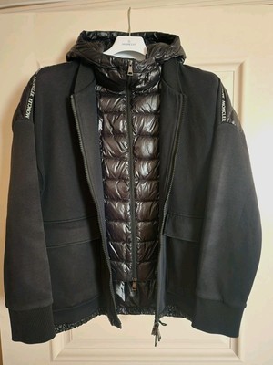 Moncler Women's Maglia Hooded Down Cardigan Jacket Coat Black Sz L Retail $1,385