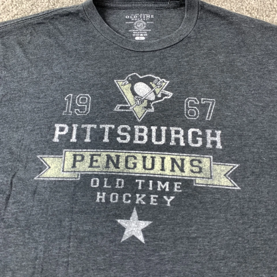 Camiseta de hockey Old Time para hombre grande gris Pittsburgh Penguins 1967 NHL gráfica Te Foto 2 de 4