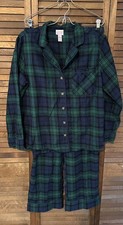 Wondershop Green Plaid Flannel Pajama Set Womens Size S
