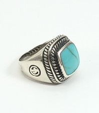 Sterling Silver 925 Designer Turquoise Ring Size 6